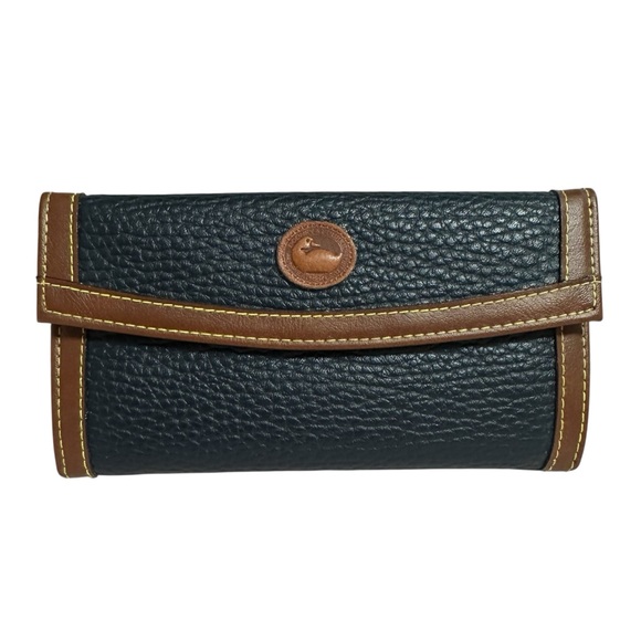 Dooney & Bourke Navy Leather Wallet with Brown Trim - Picture 2 of 8